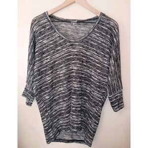 Splendid Slouchy‎ Dolman Knit Top Black White Space Dye Size Small